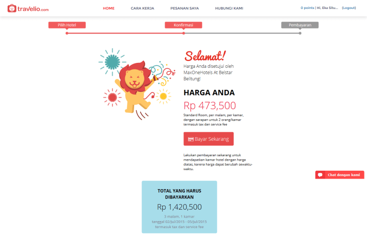 Harga kamar hotel paling murah ada di Travelio