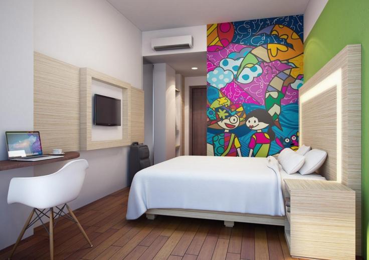 MaxOne Hotels di Belsrtar Belitung. Pilih hotel ini karena kamarnya kayaknya lucu buat anak kecil. Warna-warni gitu. Well, trip berikutnya mau bawa anak kicik-kicik soalnyaaa :D